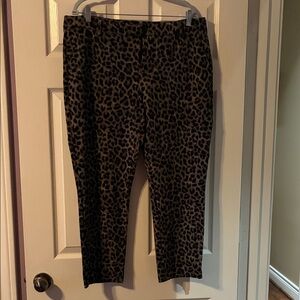 CAbi Leopard Print Cropped Pants - Black and Brown